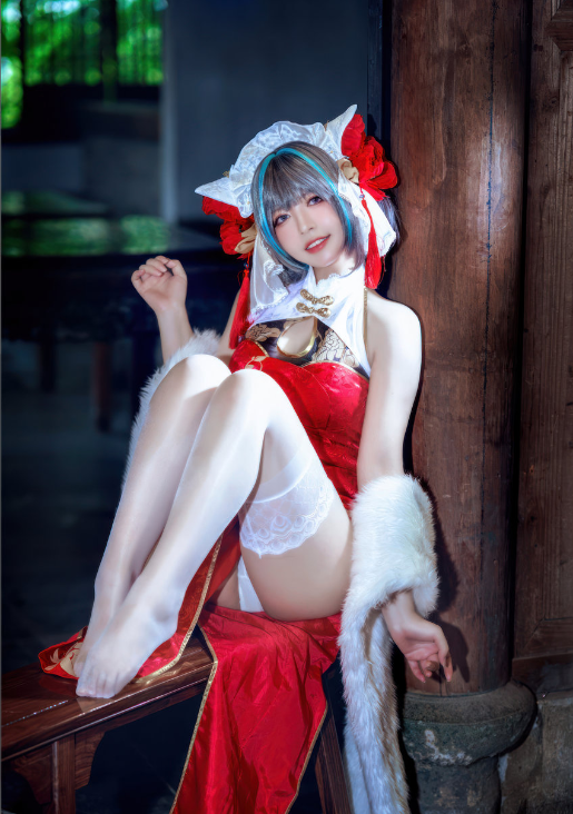 半半子 Cosplay|柴郡·中华娘旗袍的俏皮与端庄平衡